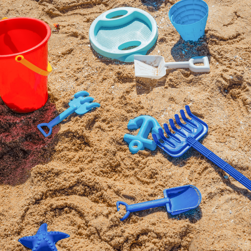 kidtastic beach toys in sand